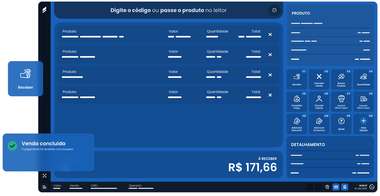 Tela de venda do PDV ilustração